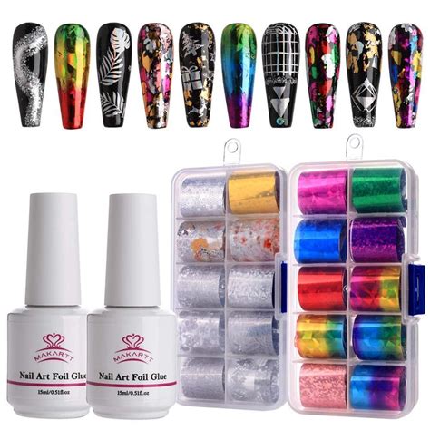 Nail Art Foil Glue Gel With Stickers Foil Nail Designs Nail Art