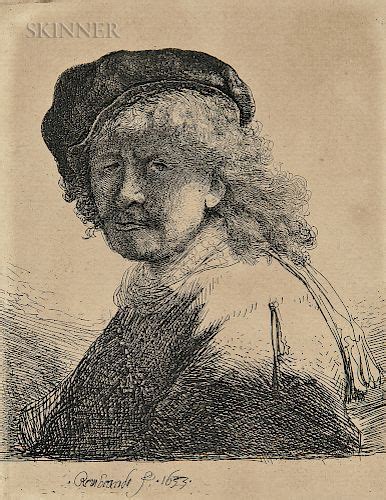 Rembrandt Van Rijn Dutch 1606 1669 Self Portrait In A Cap And Scarf With The Face Dark Bust