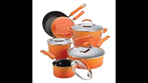 Rachael Ray Hard Enamel Nonstick 10 Piece Cookware Set Orange Gradient