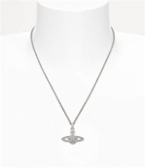 Mini Bas Relief Pendant Necklace In Platinum Crystal Vivienne