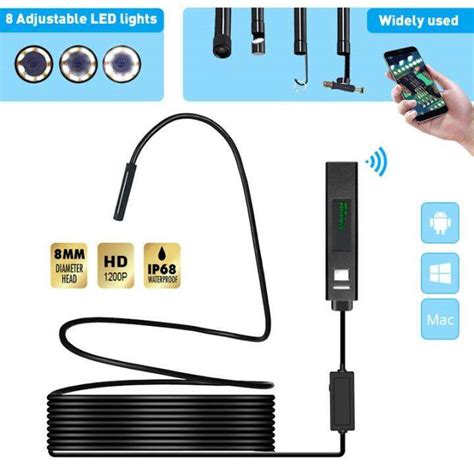 1200P HD WiFi Endoscope Camera 10M 5M 2M Waterproof Inspection Snake