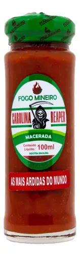 Pimenta Carolina Reaper Macerada Fogo Mineiro Frasco Ml