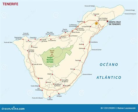 Vector Road Map Of Canary Island Tenerife Stock Vector Illustration