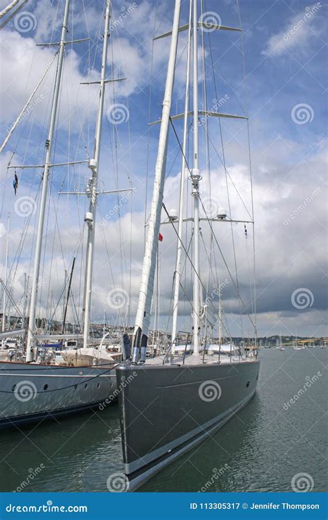 Yachts in Falmouth Harbour stock image. Image of yacht - 113305317