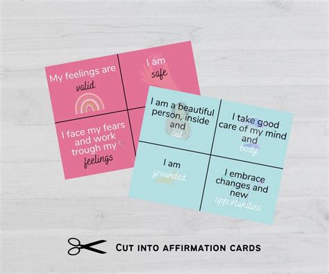 Mental Health Card Printables Anxiety Affirmation Cards Stress Relief