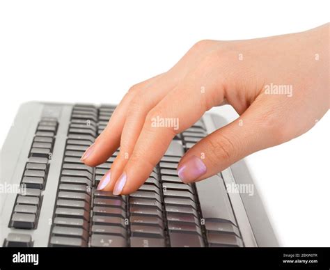 Computer keyboard and hand Stock Photo - Alamy