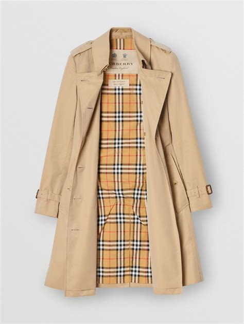 The Chelsea Trench Coat Heritage Médio Mel Mulheres Gabardine De Algodão Burberry