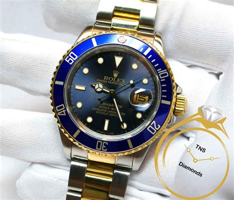 Rolex Submariner Mm Tropical Blue Dial K Yellow Gold Steel