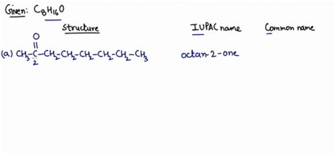 SOLVED: Draw all the ketones you can with a chemical formula of C8 H16 ...