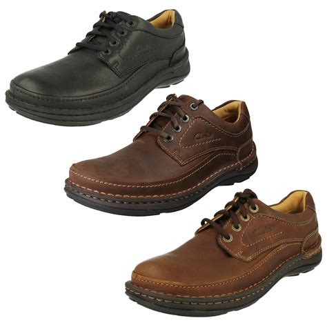 Mens Clarks Lace Up Casual Active Air Flow Grain Leather Shoes Nature Three Size Ebay