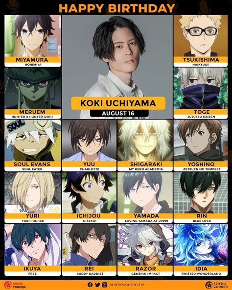 Happy 33rd Birthday To Uchiyama Koki Who Voices As Tsukishima R Haikyuu