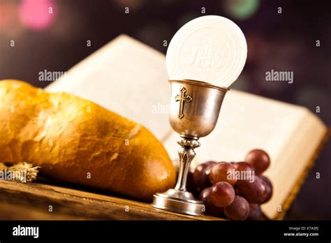 Holy Communion Bread Wine Stock Photo Alamy