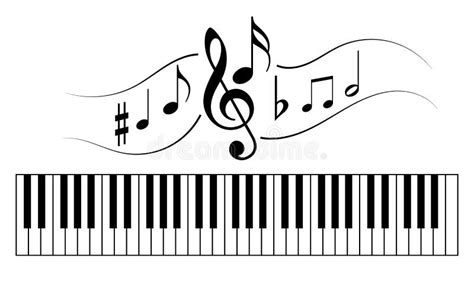 Piano Keyboard with Music Notes Stock Vector - Illustration of melody, isolated: 132895935