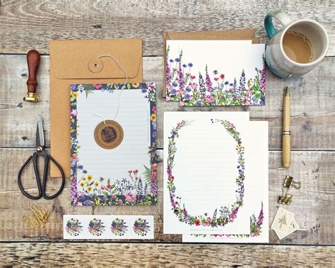 Luxury Letter Writing Set Wildflower Foxglove And Lupin Note Paper