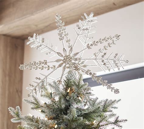 Jeweled Snowflake Handcrafted Christmas Tree Topper | Pottery Barn