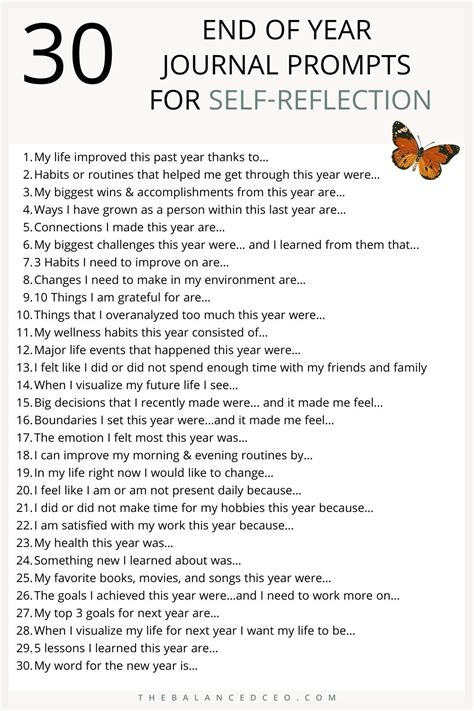 30 End of Year Journal Prompts for Self-Reflection - The Balanced CEO