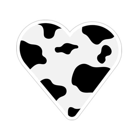 Cow Print Heart Shaped Sticker Etsy