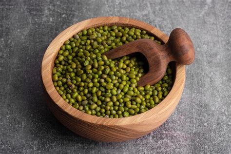 Premium Photo Dry Green Beans On Wooden Bowl And Spoon Organic Raw