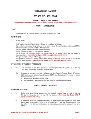 Fillable Online Bylaw Council Procedure Fax Email Print