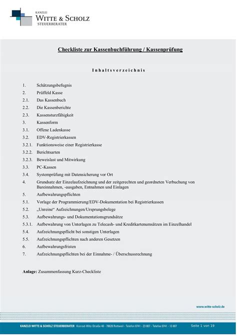 Checkliste Zur Kassenbuchf Hrung Kassenpr Fung