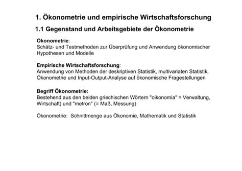 Konometrie Und Empirische Wirtschaftsforschung