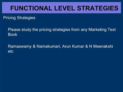 Functional Level Strategies