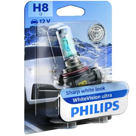 Philips WhiteVision Ultra H8 Single Headlight Bulbs PowerBulbs UK