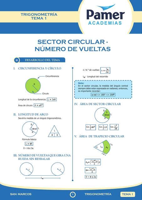 Trigonometr A Tema Sector Circulas N Mero De Vueltas Dayana