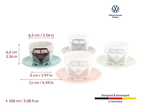 VW T1 Bulli Bus Espresso Tassen 4er Set 100ml