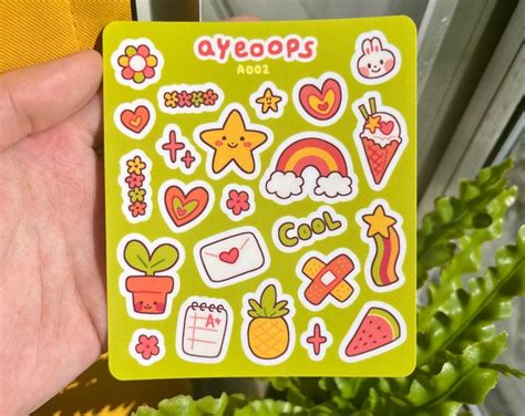 Kidcore Sticker Sheet V Cute Matte Vinyl Waterproof Sticker Etsy