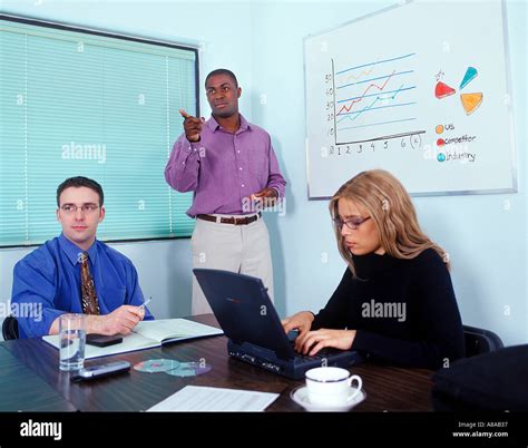 Business Meeting With Whiteboard Stock Photo Alamy