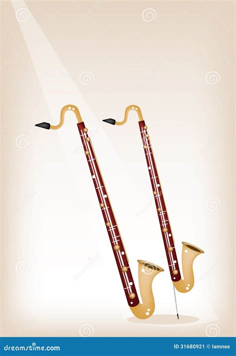 A Musical Bass Clarinet On Brown Stage Background Stock Vector