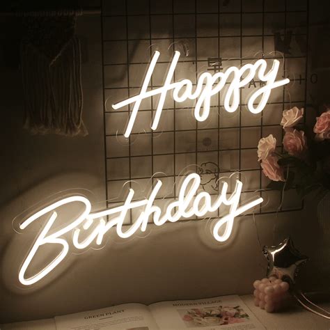 Wanxing Happy Birthday Neon Signs Large Neon Sign For Wall Decor Happy