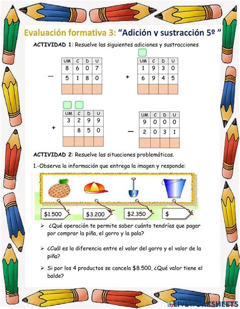 Actividad Interactiva De Adición Y Sustracción Para 4º Y 5º Año Básico