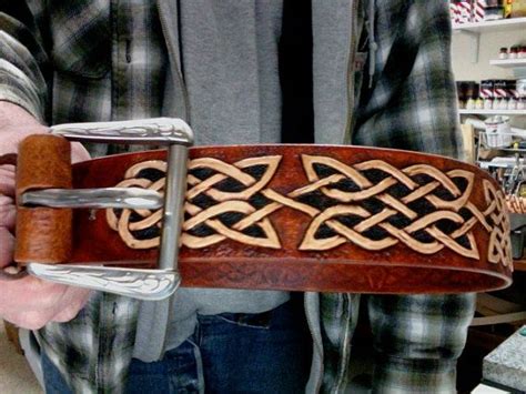 Leather Belt Celtic Leather Belt Hand Carved And Tooled