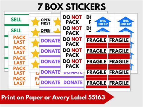 Moving Box Labels, Printable Moving Labels, Box Labels, Digital ...