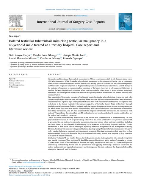 PDF Isolated Testicular Tuberculosis Mimicking Testicular Malignancy