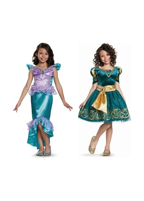 Disney Princesses Ariel And Merida Girls Costume Set Disney Costumes