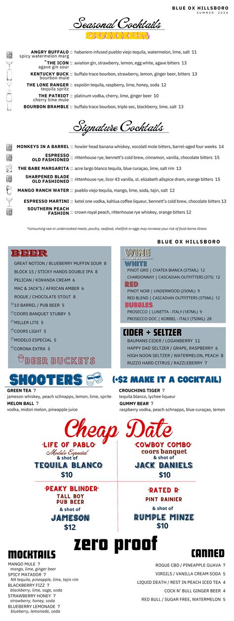 Hillsboro Full Menu — Blue Ox Axe Throwing