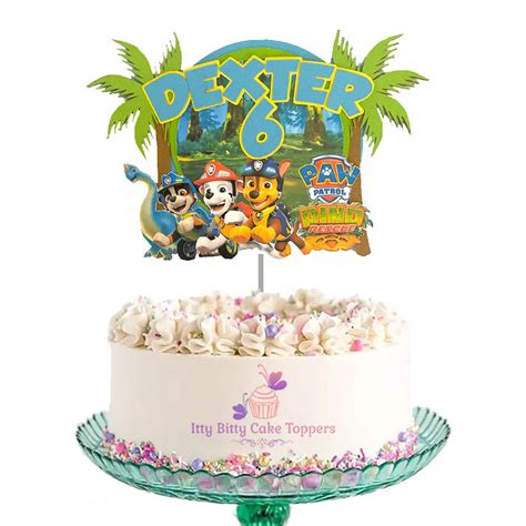 Paw Patrol Dino Rescue Card Cake Topper - Itty Bitty Cake Toppers