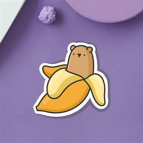Cute Banana Bear Vinyl Sticker Kawaii Stickers Banana Stickers Cute