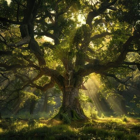 Premium Photo 1000 Year Old Oak Tree With The Sun Shining Through It