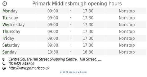 Primark Middlesbrough opening times, Centre Square Hill Street Shopping ...