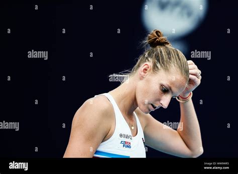 Czech Professional Tennis Player Karolina Pliskova Plays Against