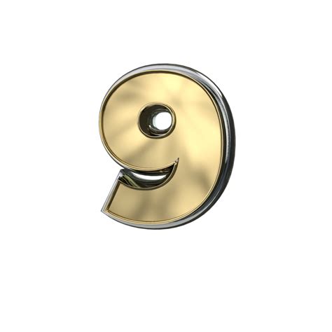 3d Illustration Gold Number 9 12439860 Png