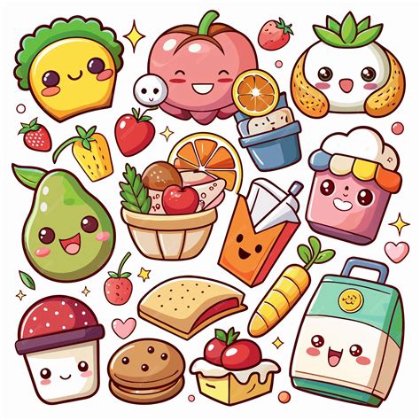 Cute food stickers | Premium AI-generated vector
