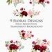 Blush And Burgundy Flowers Watercolor Clipart Collection Burgundy