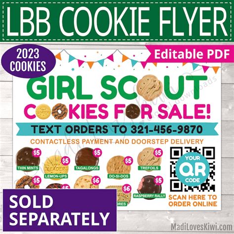 2023 Lbb Girl Scout Cookie Door Hanger With Qr Code Printable Etsy