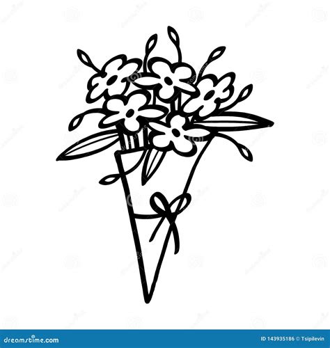 Flower Bouquet Drawing Outline