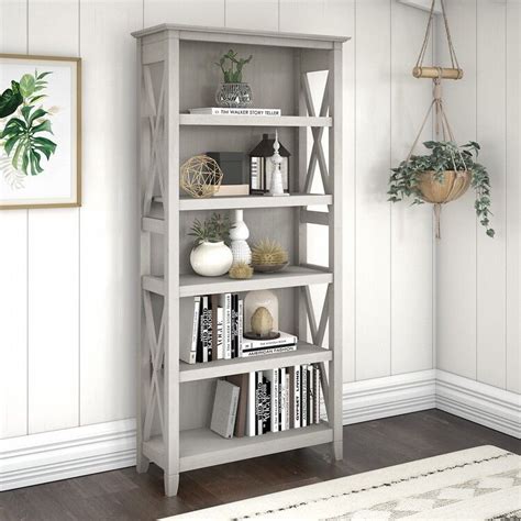 Bush Furniture Key West Tall 5 Shelf Bookcase 200 24 OJCommerce